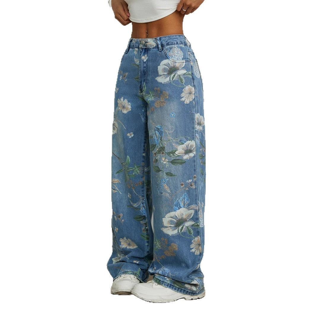 Pantalon ample à jambe droite et large tendance de la rue