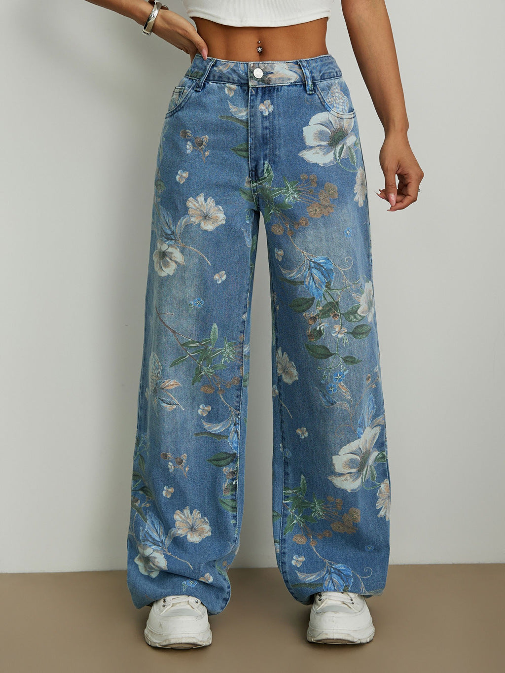 Pantalon ample à jambe droite et large tendance de la rue