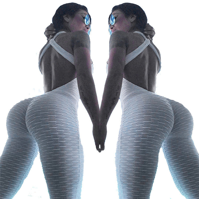 combinaison de fitness en maille, taille haute, ajourée