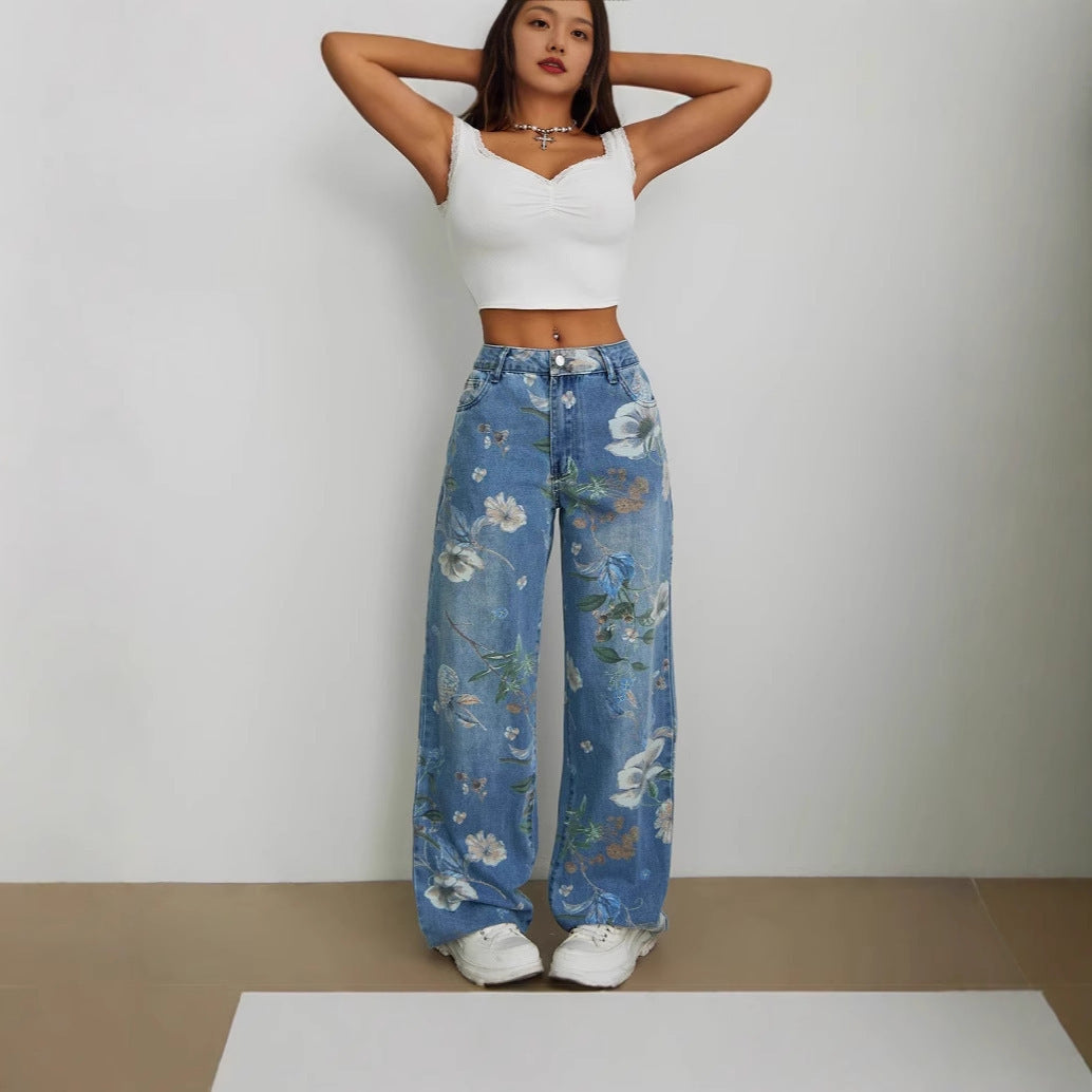 Pantalon ample à jambe droite et large tendance de la rue