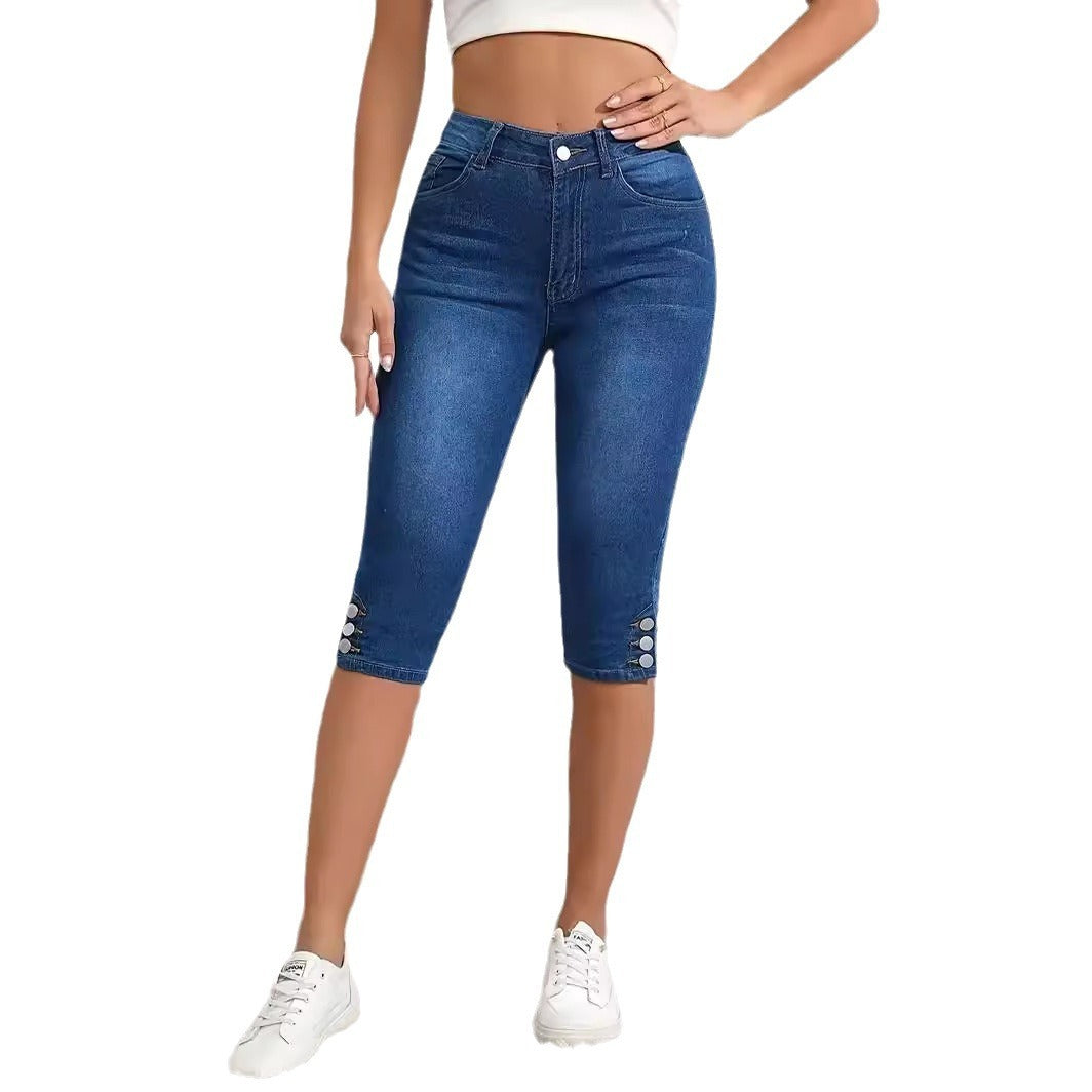 Jean oversize pour femme d'été à boutonnage simple