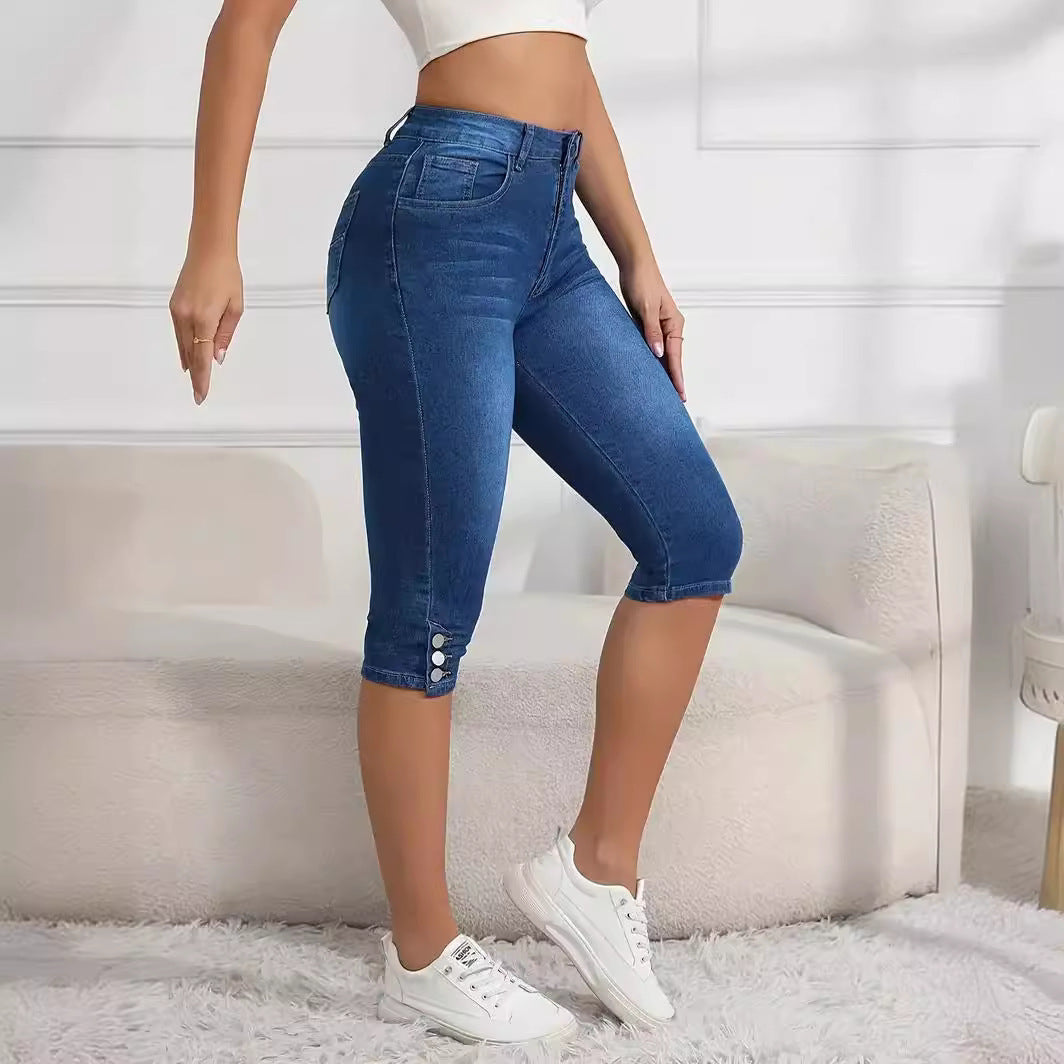Jean oversize pour femme d'été à boutonnage simple