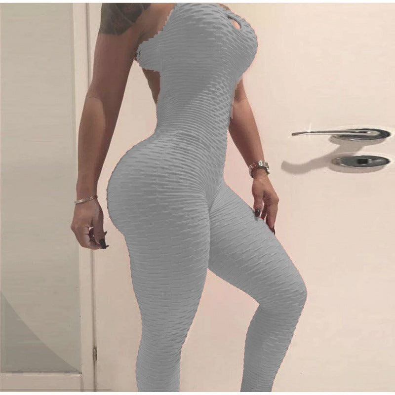 combinaison de fitness en maille, taille haute, ajourée