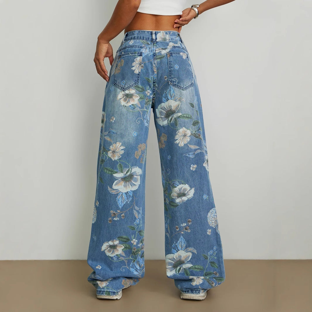 Pantalon ample à jambe droite et large tendance de la rue