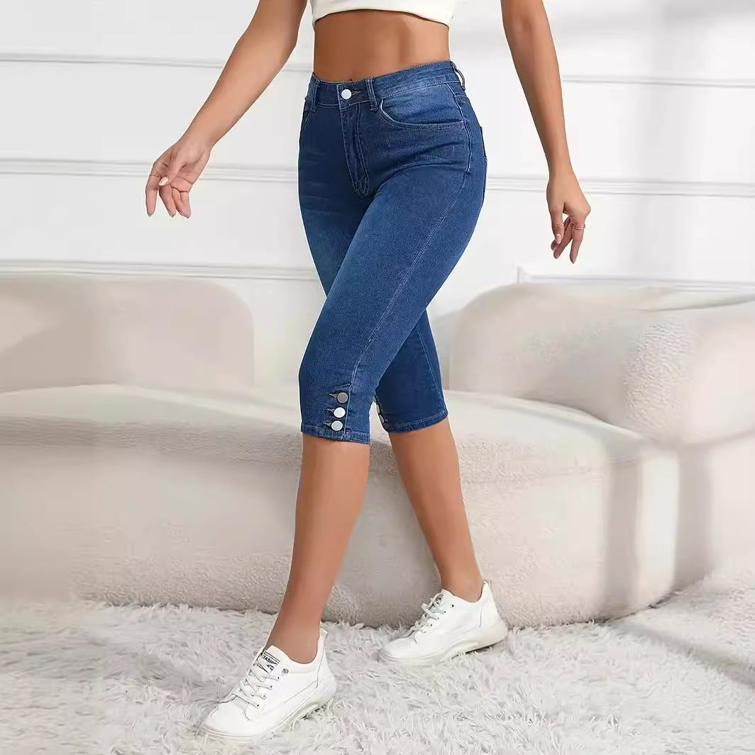 Jean oversize pour femme d'été à boutonnage simple