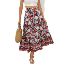 Jupe longue en coton style bohème pour la plage