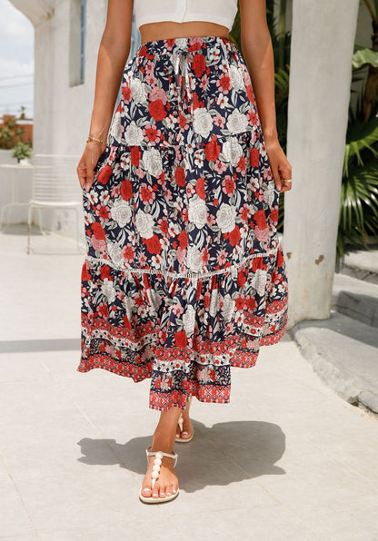 Jupe longue en coton style bohème pour la plage