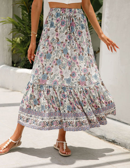 Jupe longue en coton style bohème pour la plage