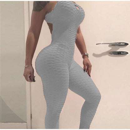 combinaison de fitness en maille, taille haute, ajourée