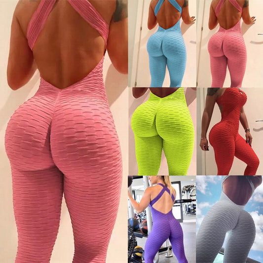 combinaison de fitness en maille, taille haute, ajourée