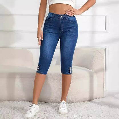 Jean oversize pour femme d'été à boutonnage simple
